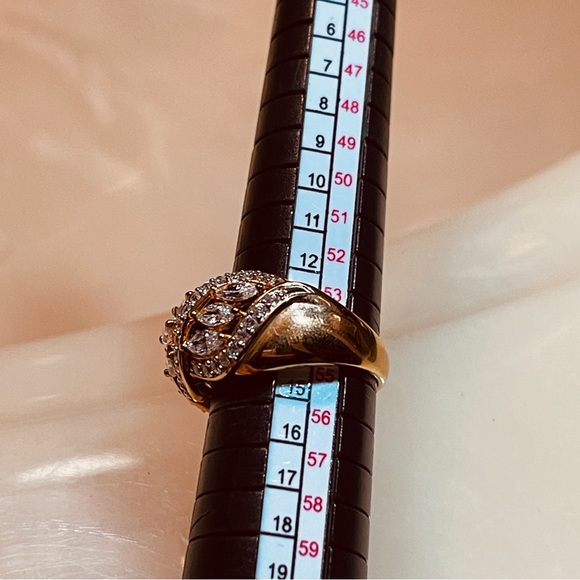 🎁Gorgeous GP 925 Sterling Silver Hatch & Line Ring w/Marquis & Round Cut Zircon - Picture 11 of 16